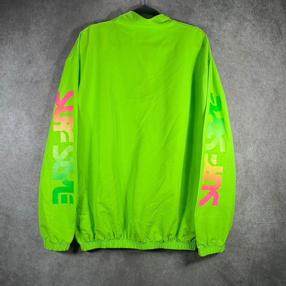 Surf Style Windbreaker Mens XL Neon Green Interplanetary Bodywear 1/4 Zip 90s - Picture 4 of 6